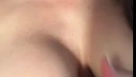 My stepsister fondles her tits and wet pussy