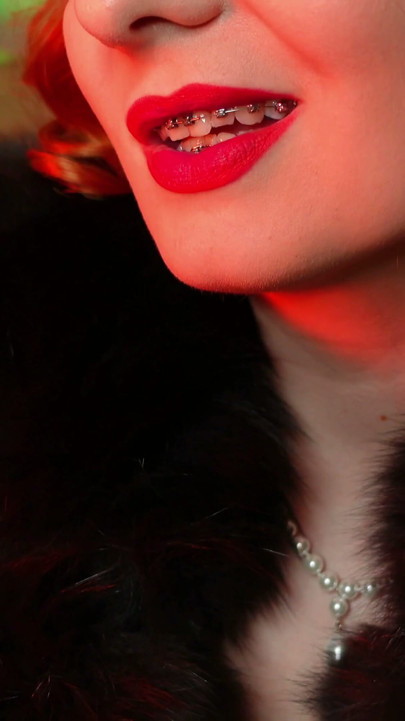 lipstick fetish video - close up ASMR - blogger Arya in FUR | Clip 1