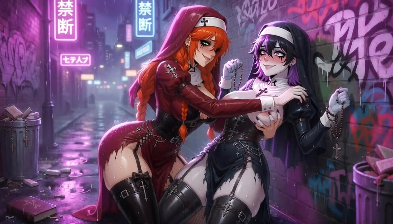 Slutty Lesbian Nuns Public Street Fuck Then Kitchen Sins 3D Hentai Big Tits