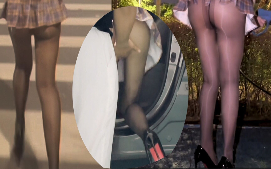 Lustful Long-legged Goddess in Glossy Stockings and High Heels-flashing, Car Wash Setting, Blowjob, and Creampie.