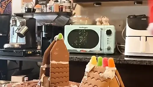 73 Giantess in 8-inch Heels Decorates a Gingerbread Village