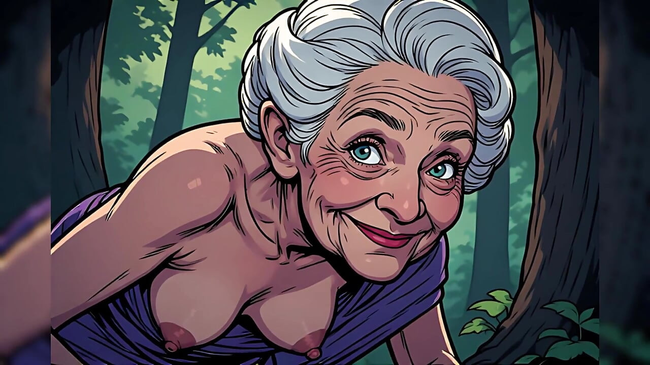 Seins nus, dessin animé, mamies