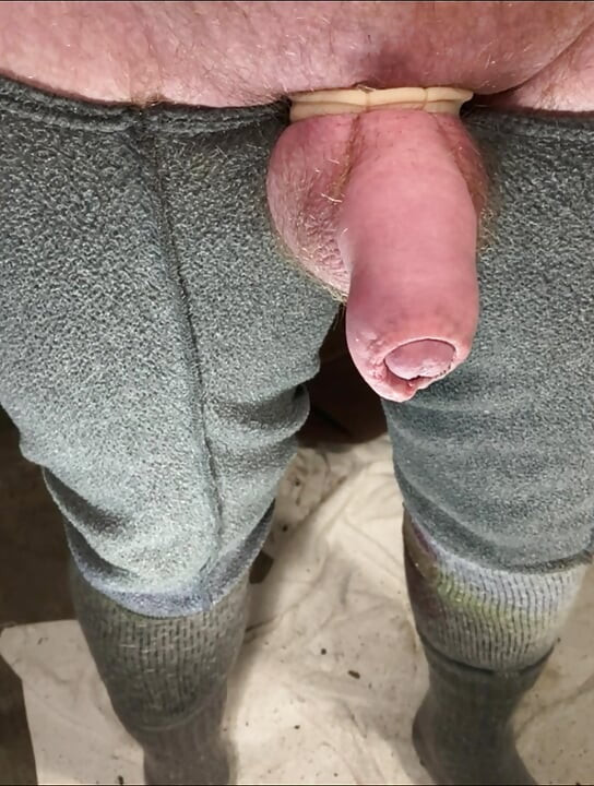 Giant uncut cock up close.  No hands.