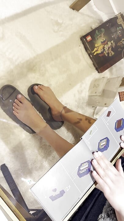 My Feet on Display While I Build Lego
