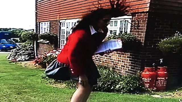 Windy Skirt ProblemIn Front Of Workmen 5