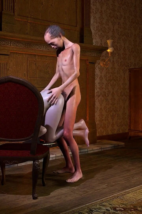 年配のアジア人男性がアジア人女性の尻を激しく突く