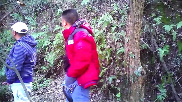 Asian bear daddies getting it on in the woods