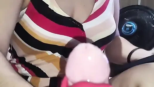 POV - Big Cock and Hot Brunette Wanking of Greedy Pussy