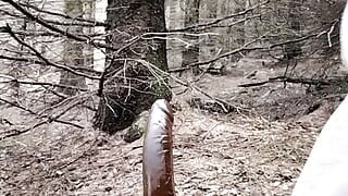 Sissy outdoor dildo fuck stroke and cum