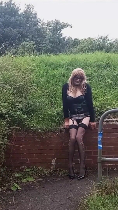 Thrilling moment from "Crossdressing Tranny Roadside Strip and Play"