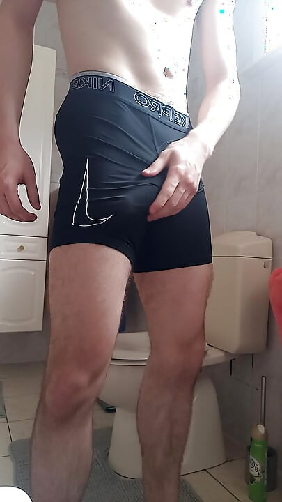 Young Twink Tries On Different Tight Spandex Running Shorts