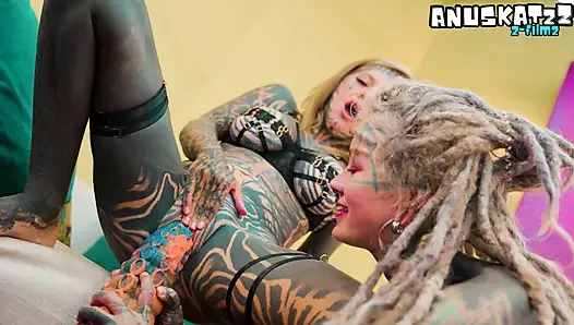 Two Alt Babes Stretch Their Asses with Freaky Alien Dildos