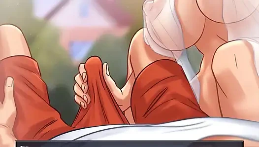 Summertime saga: stieftochter und stiefsohn erwischt ihre stiefmutter beim masturbieren in ihrem bett, episode 43