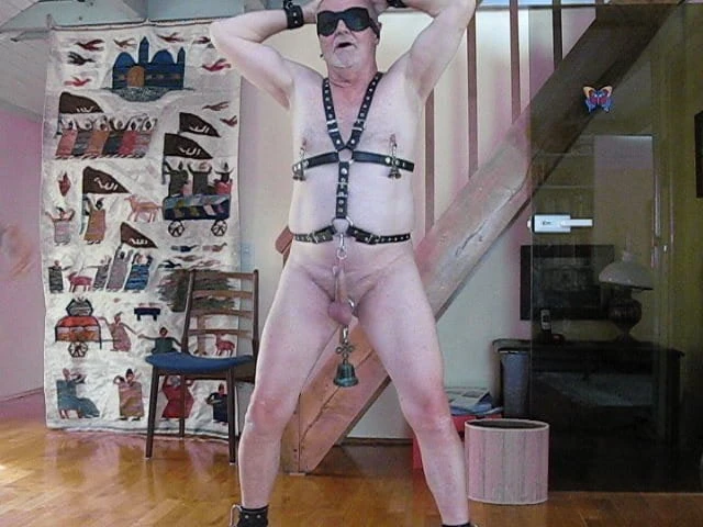 CBT bells on balls and nipples  Cock whipping