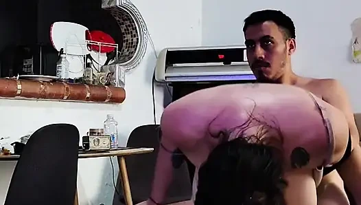 The young man was playing video games the mature comes to provoke him and seduce him fucks her hard on fours until she comes big tits