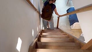 I discover my stepdaughter and her friend fucking on the stairs