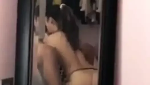 Tiny Asian in thong on her knees for BBC
