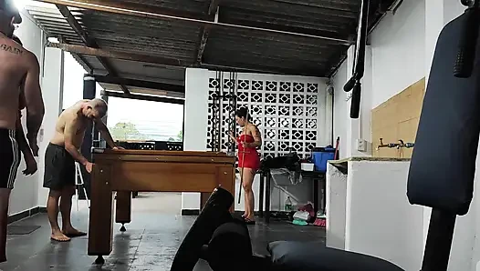 Playing pool with the stepsisters, two big asses