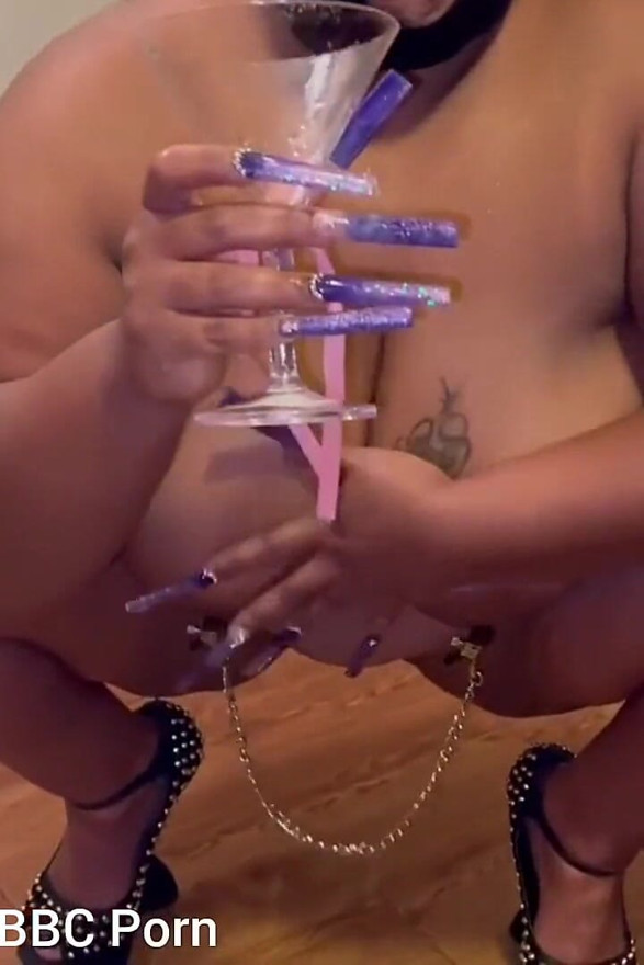 Sqauting Pissing in a Glass Swallowing My Piss Pouring It All Over My Big Boobs