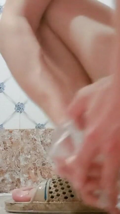Steamy Shower Stroke Session with Toy  Slow to Hard Finish | Clip 1