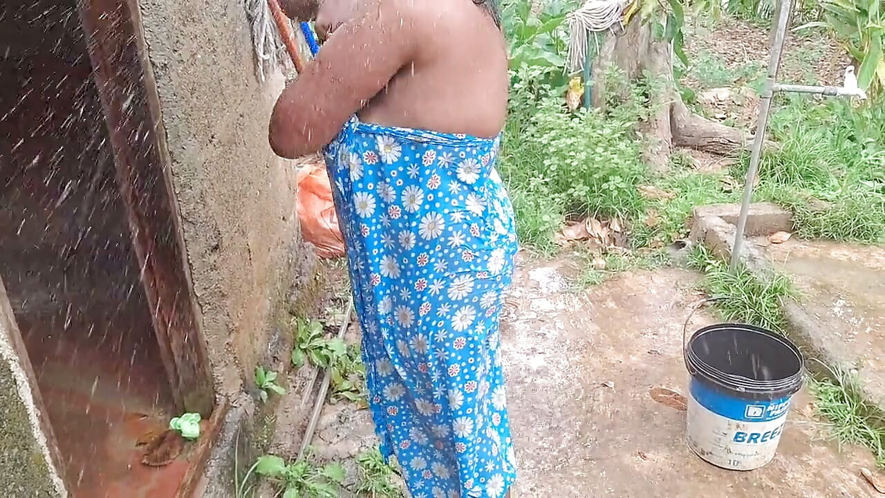 Hot Step Mom Bathing Outdoor