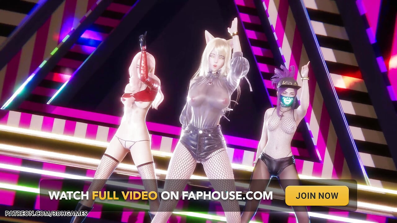 Mmd Babymonster - Batter up Ahri Evelynn Akali Sexy Striptease League of Legends Hentai Uncensored 4K 60fps