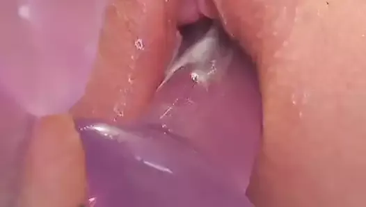 Slut wife fuck her self and squirt a lot when husband is at work