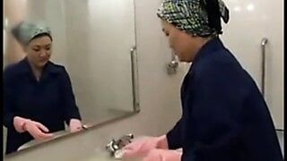 Japanese Chubby Mature Cleaning Lady