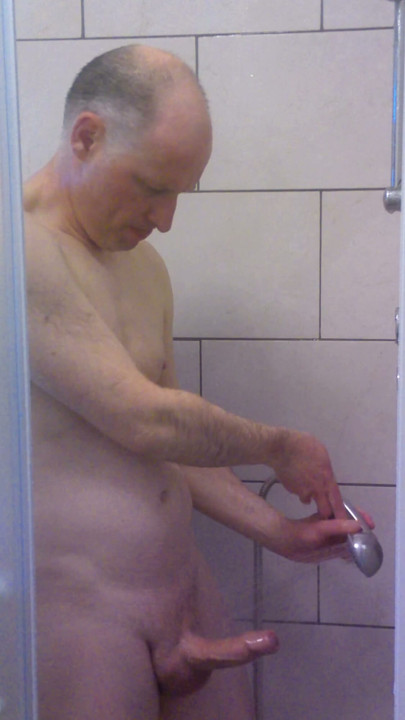 British man wanking in the shower getting horny then rubbing himself dry with a towel | Clip 2