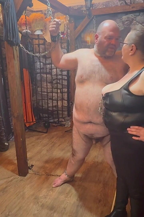 Part 1:- Domina Satana Takes Booboo and Maid Jayne in the Dungeon Before He Goes to Wales.