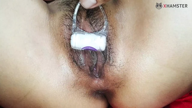 In and out fucking my little stepsister with small size vibrator in closeup.