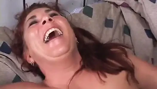 Horny slut has Interracial gang bang in the bedroom