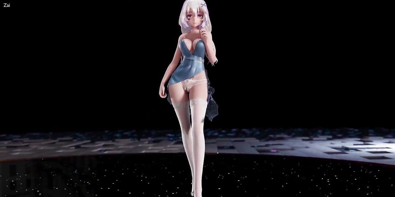 [mmd] 초콜릿 크림 란제리 드레스; 화이트 스타킹; 힐; 스트립쇼