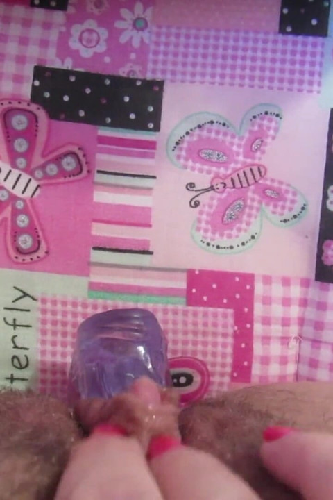 Big clit creamy cumming on dildo