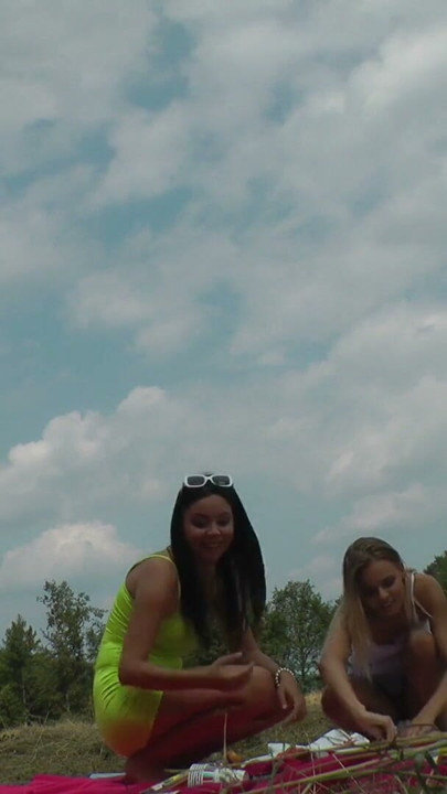 Beautiful Big Tits Big Ass Girls Party Outdoors by Playing Games and Trying Panties and NO PANTIES | Clip 1