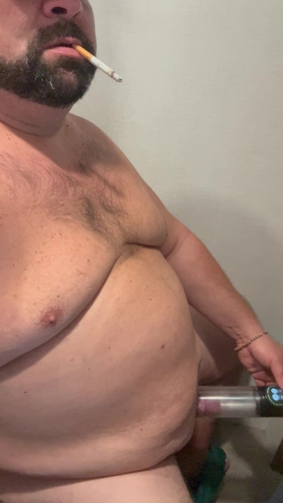 Fat Daddy Smoking and Stroking