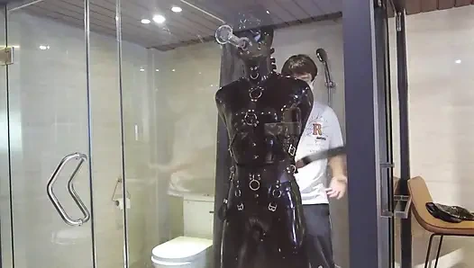 Mz20 - the Girl in Latex Clothing Locked in a Glass Room
