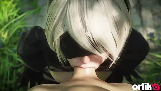 2b анальная наездница трахается после грязного минета - Nier Automata, 3D порно