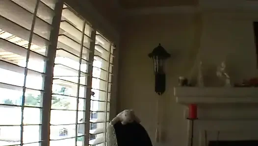 Cougar brunette blows and fucks pool guy in her home