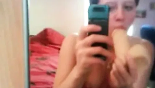 amateur Marina self-shot with huge dildo