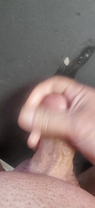 Just stroking and oozing cum shot with a spitlube missing the target