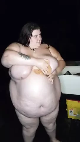 Bbw showering in the rain