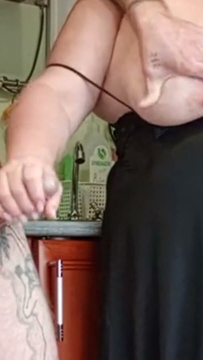 mother-in-law skillfully jerks off my cock before ejaculation | Clip 1