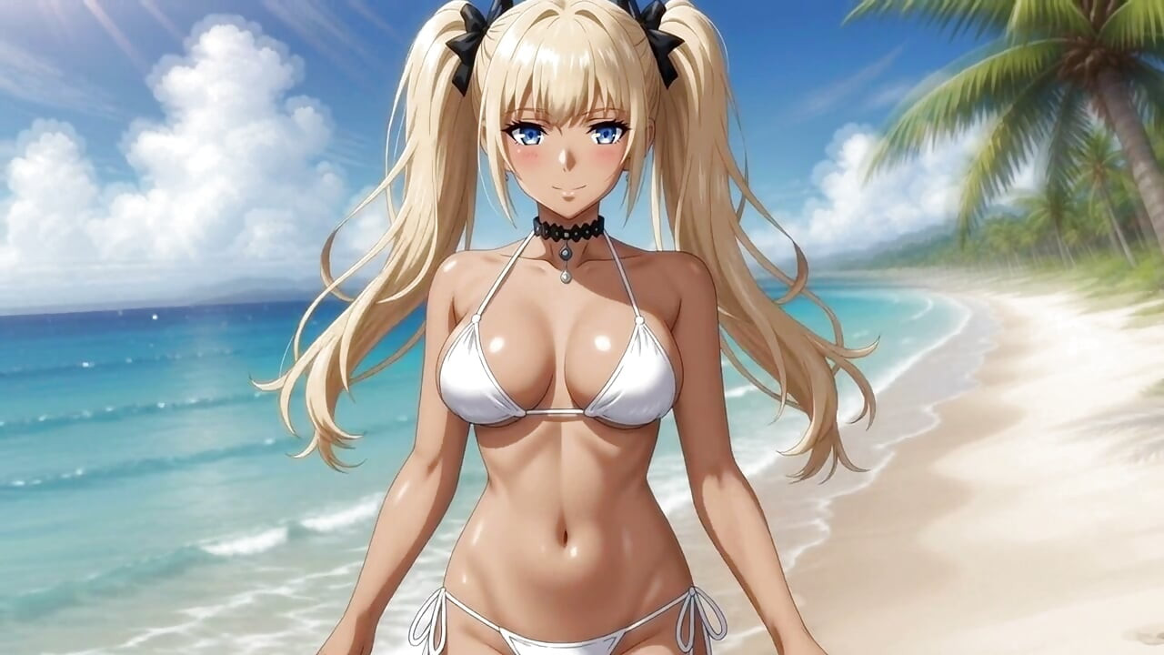 On the Beach with hot Nami - She play with her pussy