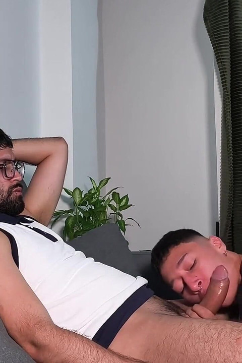 Sexy Twink Jacobo Torres Sucking Hot Daddy Camilo Brown's Big Uncut Cock