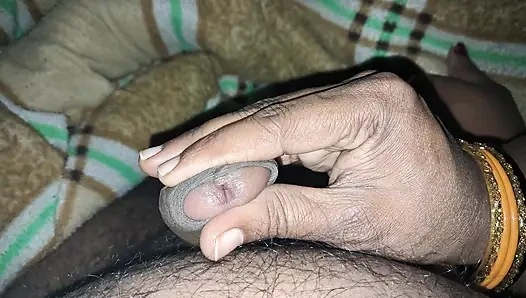 Indian wife masterbate my dick till cumshot