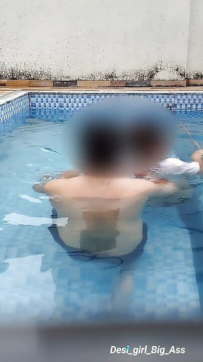 A Hot Couple's Risky Fun in the Swimming Pool.