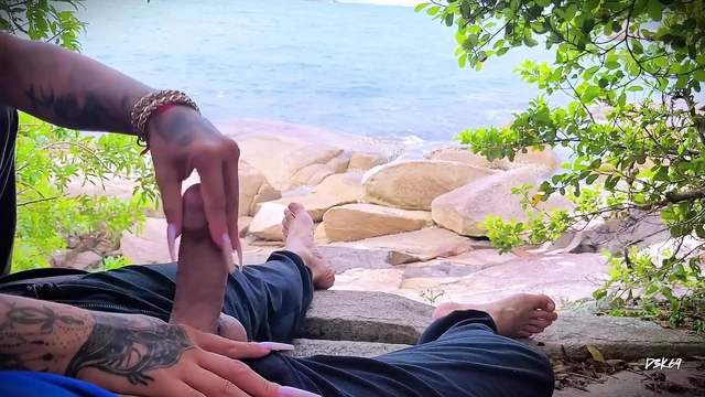 Handjob Surprise Ejaculation on the Beach