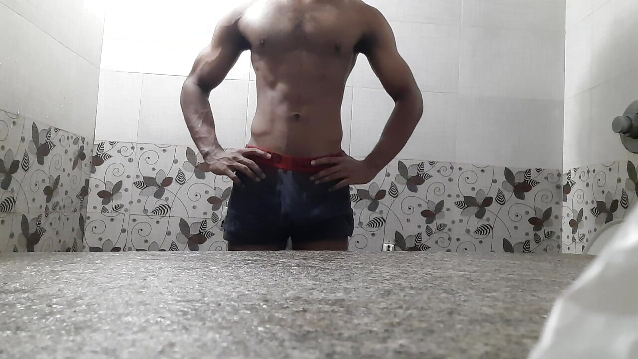 Horny Boy in the Bathroom Showering