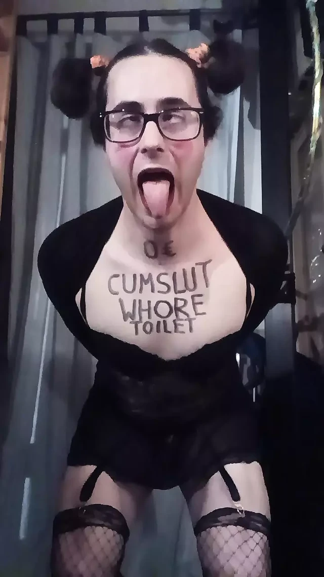 Worthless sissy slut fucks herself anally with dildo